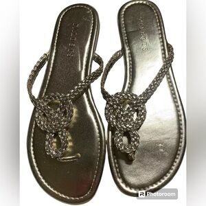 NEW TALBOT'S SANDALS  Flip-flop Cece Braided Rope Gold Metallic 7M Thong Slip On